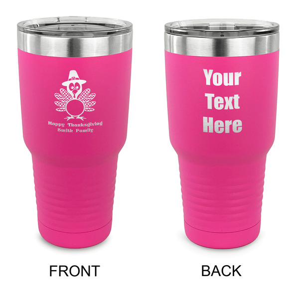 Custom Happy Thanksgiving 30 oz Stainless Steel Tumbler - Pink - Double Sided (Personalized)