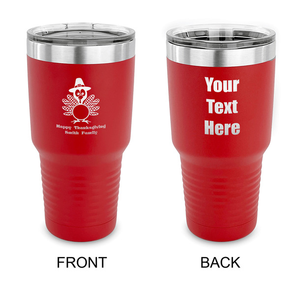 Custom Happy Thanksgiving 30 oz Stainless Steel Tumbler - Red - Double Sided (Personalized)