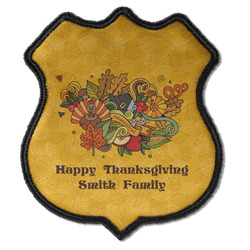 Happy Thanksgiving Iron On Shield Patch C w/ Name or Text