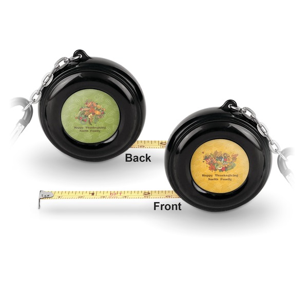Happy Thanksgiving 6-Ft Pocket Tape Measure with Carabiner Hook - Front and Back