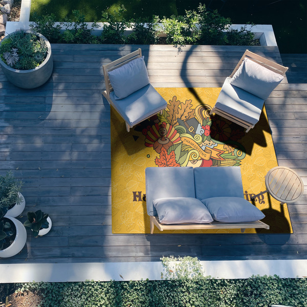 Happy Thanksgiving 8'x10' Patio Rug - In context