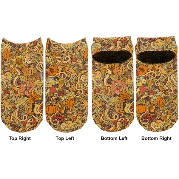 Happy Thanksgiving Adult Ankle Socks - Double Pair - Front and Back - Apvl