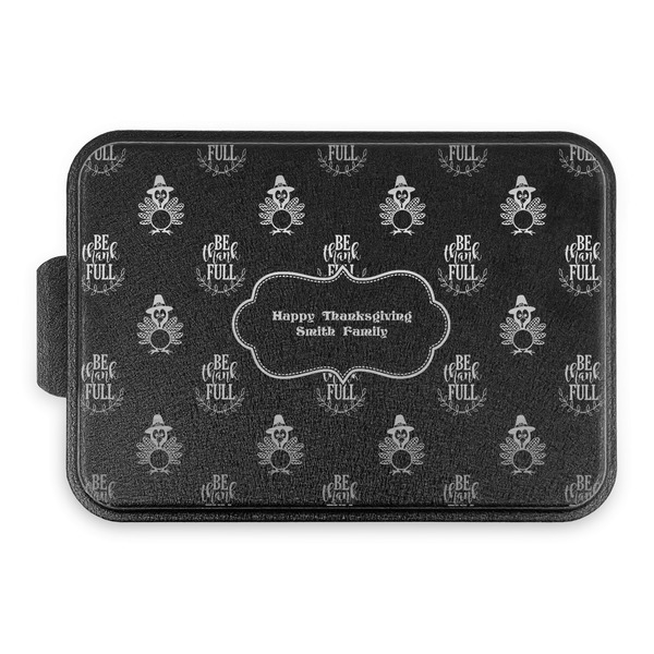 Custom Happy Thanksgiving Aluminum Baking Pan with Black Lid (Personalized)