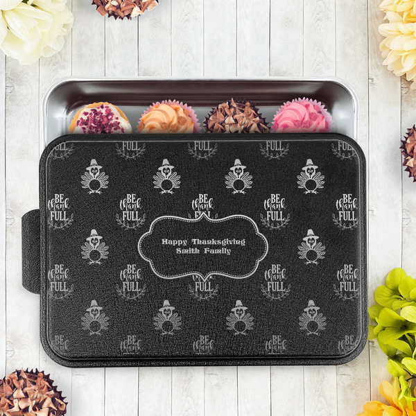 Happy Thanksgiving Aluminum Baking Pan - Black Lid - LIFESTYLE