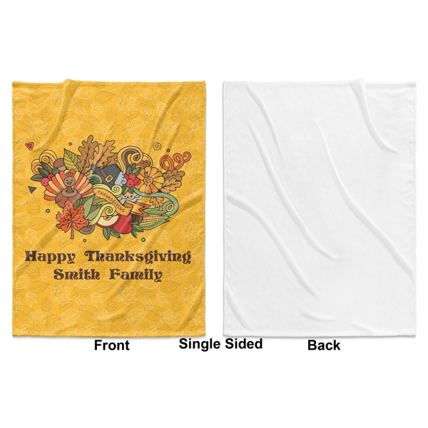 Happy Thanksgiving Baby Blanket (Single Side - Printed Front, White Back)