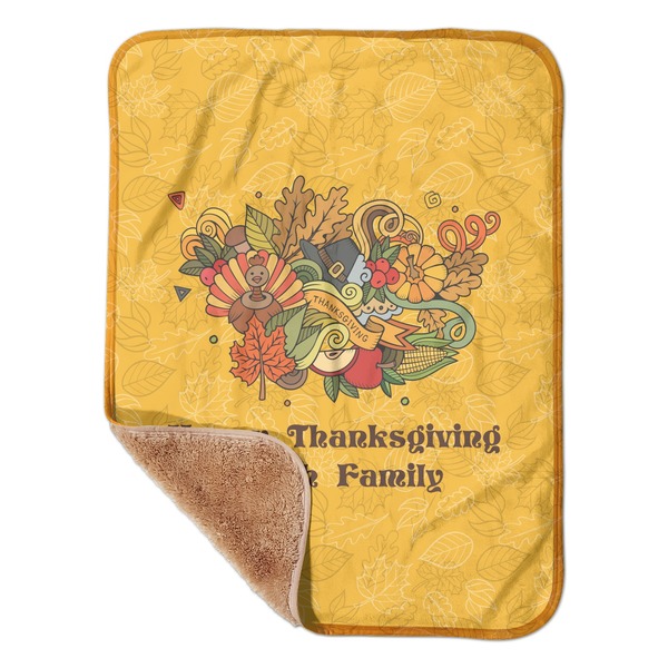 Custom Happy Thanksgiving Sherpa Baby Blanket - 30" x 40" w/ Name or Text