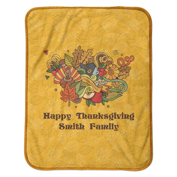 Happy Thanksgiving Baby Sherpa Blanket - Flat