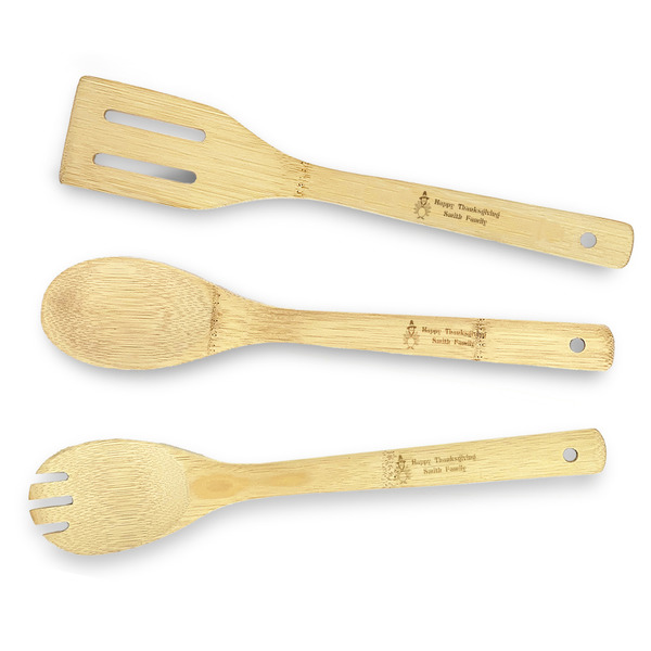 Custom Happy Thanksgiving Bamboo Cooking Utensils (Personalized)