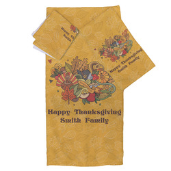 Happy Thanksgiving Bath Towel Set - 3 Pcs (Personalized)
