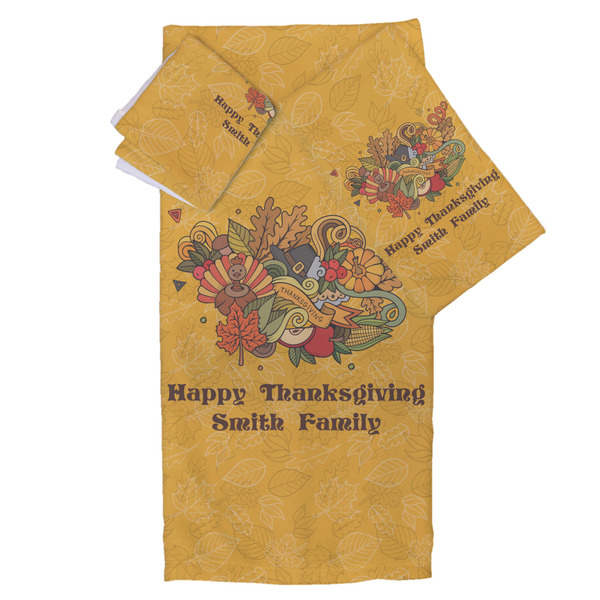 Custom Happy Thanksgiving Bath Towel Set - 3 Pcs (Personalized)