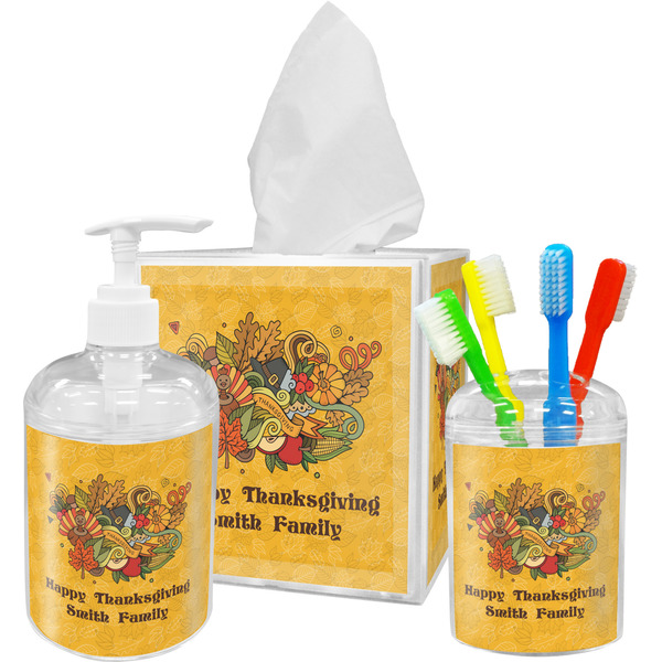 Happy Thanksgiving Bathroom Accessories Set (Personalized)