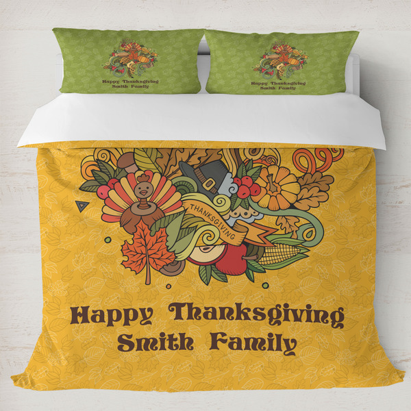 Custom Happy Thanksgiving Duvet Cover Set - King (Personalized)