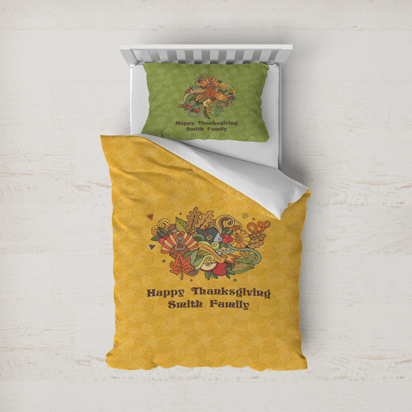 Custom Happy Thanksgiving Duvet Cover Set - Twin (Personalized)