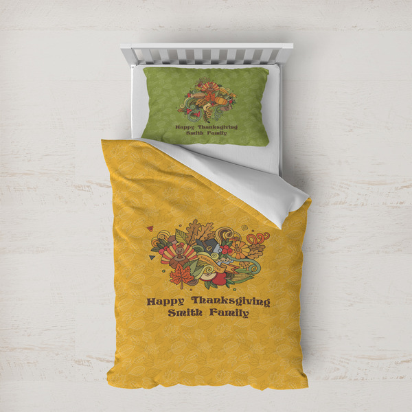 Custom Happy Thanksgiving Duvet Cover Set - Twin XL (Personalized)
