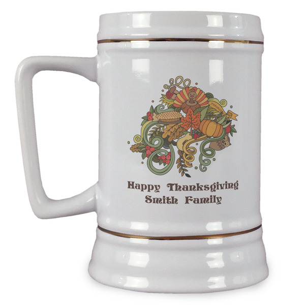 Custom Happy Thanksgiving Beer Stein (Personalized)