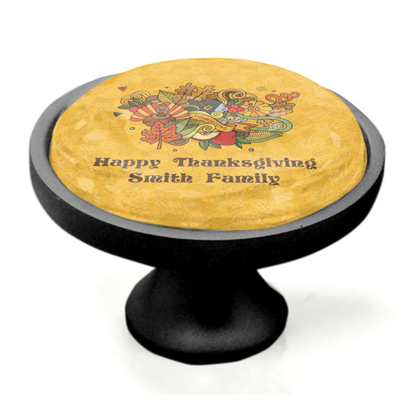 Happy Thanksgiving Black Custom Cabinet Knob (Side)