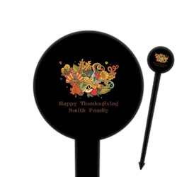 Happy Thanksgiving 6" Round Plastic Food Picks - Black - Single Sided (Personalized)