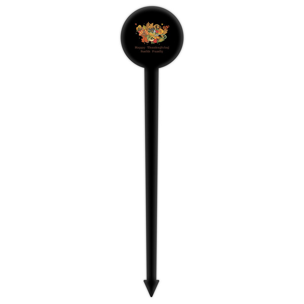 Happy Thanksgiving Black Plastic 6" Food Pick - Round - Single Pick