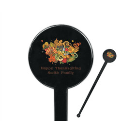 Happy Thanksgiving 7" Round Plastic Stir Sticks - Black - Double Sided (Personalized)