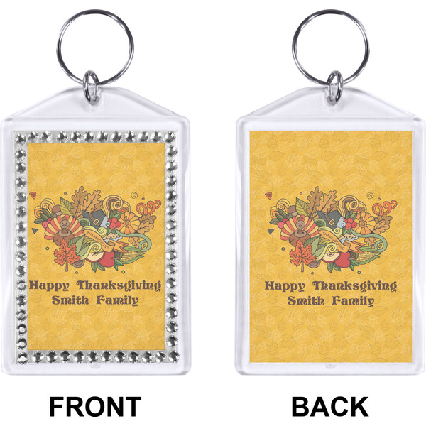 Happy Thanksgiving Bling Keychain (Front + Back)