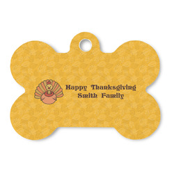 Happy Thanksgiving Bone Shaped Dog ID Tag - Large (Personalized)