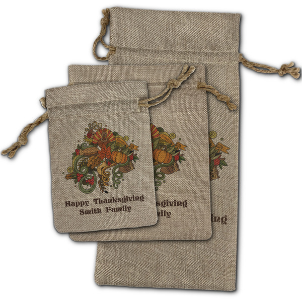 Happy Thanksgiving Burlap Gift Bags - (PARENT MAIN) All Three