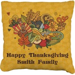 Happy Thanksgiving Faux-Linen Throw Pillow 16" (Personalized)