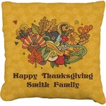 Happy Thanksgiving Faux-Linen Throw Pillow 20" (Personalized)
