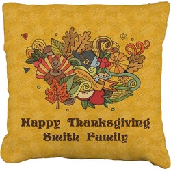Happy Thanksgiving Faux-Linen Throw Pillow 20" (Personalized)