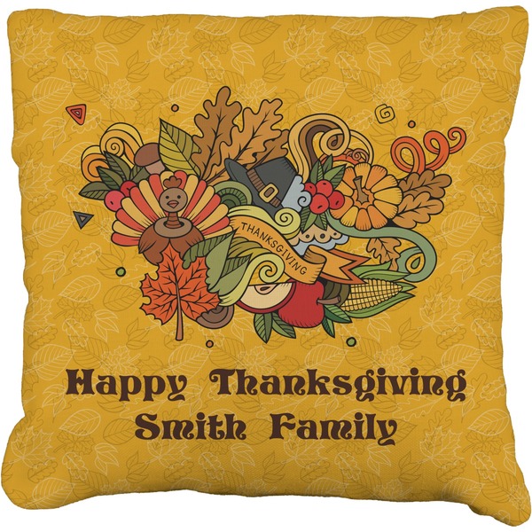 Custom Happy Thanksgiving Faux-Linen Throw Pillow 20" (Personalized)