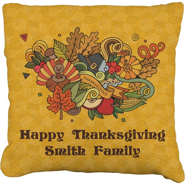 Custom Happy Thanksgiving Faux-Linen Throw Pillow 26" (Personalized)
