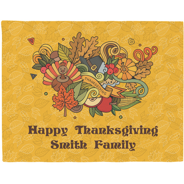 Custom Happy Thanksgiving Woven Fabric Placemat - Twill w/ Name or Text