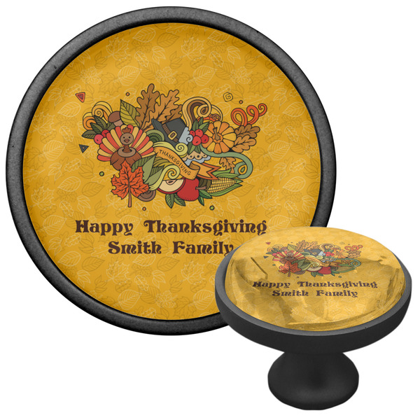 Happy Thanksgiving Cabinet Knob - Black - Multi Angle