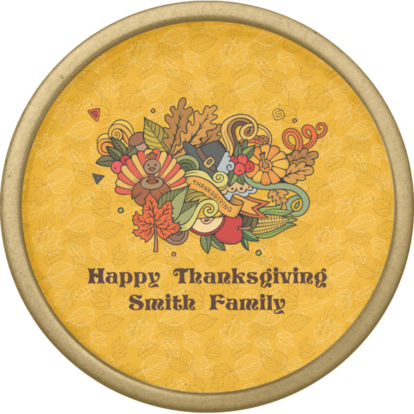 Happy Thanksgiving Cabinet Knob - Gold - Front