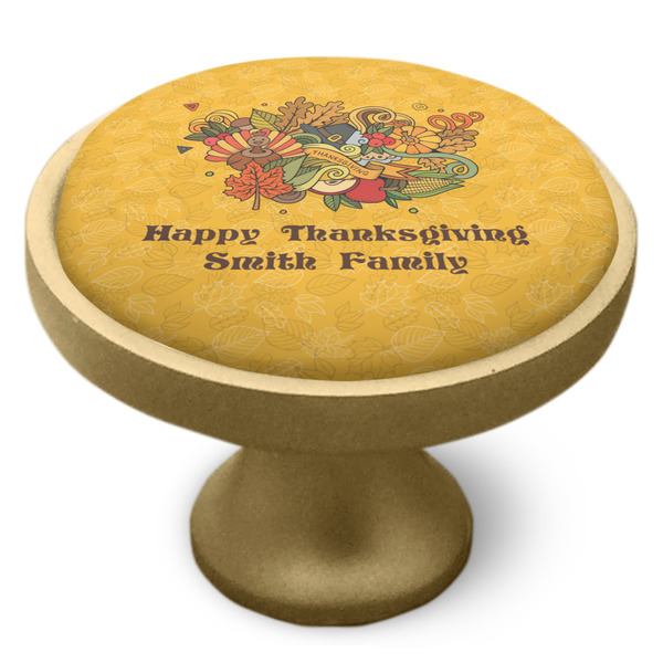 Happy Thanksgiving Cabinet Knob - Gold - Side