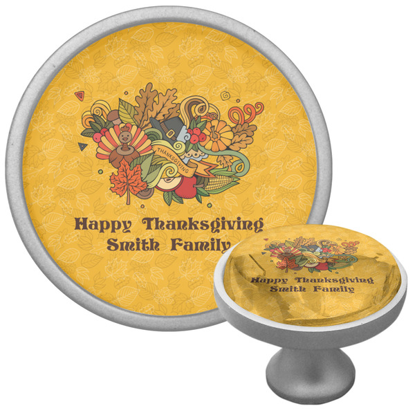 Happy Thanksgiving Cabinet Knob - Nickel - Multi Angle