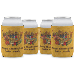 Happy Thanksgiving Can Cooler (12 oz) - Set of 4 w/ Name or Text