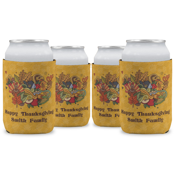 Custom Happy Thanksgiving Can Cooler (12 oz) - Set of 4 w/ Name or Text