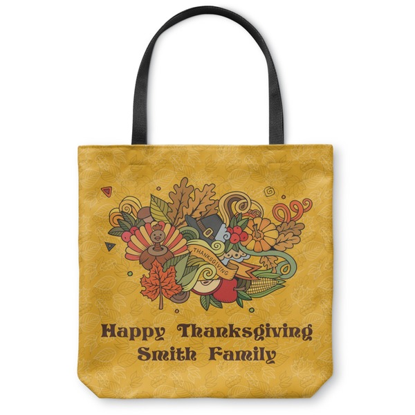 Custom Happy Thanksgiving Canvas Tote Bag - Small - 13"x13" (Personalized)