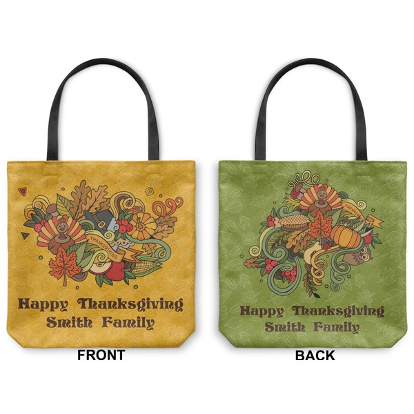 Happy Thanksgiving Canvas Tote - Front and Back
