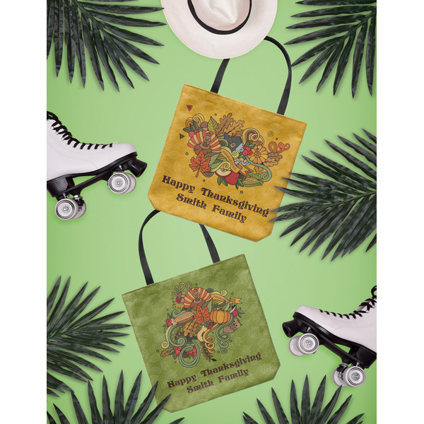 Happy Thanksgiving Canvas Tote Lifestyle Front and Back