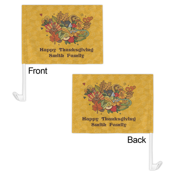 Happy Thanksgiving Car Flag - 11" x 8" - Front & Back View