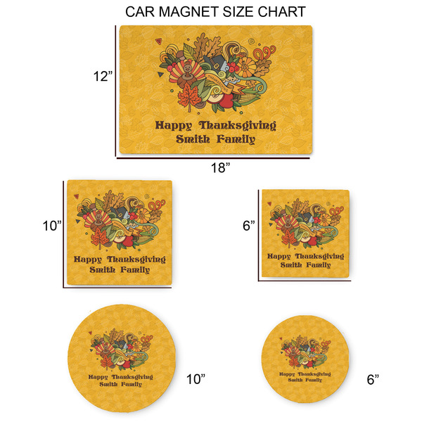 Happy Thanksgiving Car Magnets - SIZE CHART