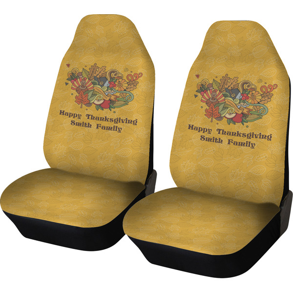 Custom Happy Thanksgiving Car Seat Covers (Set of Two) (Personalized)