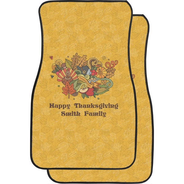 Custom Happy Thanksgiving Car Floor Mats (Front Seat) (Personalized)