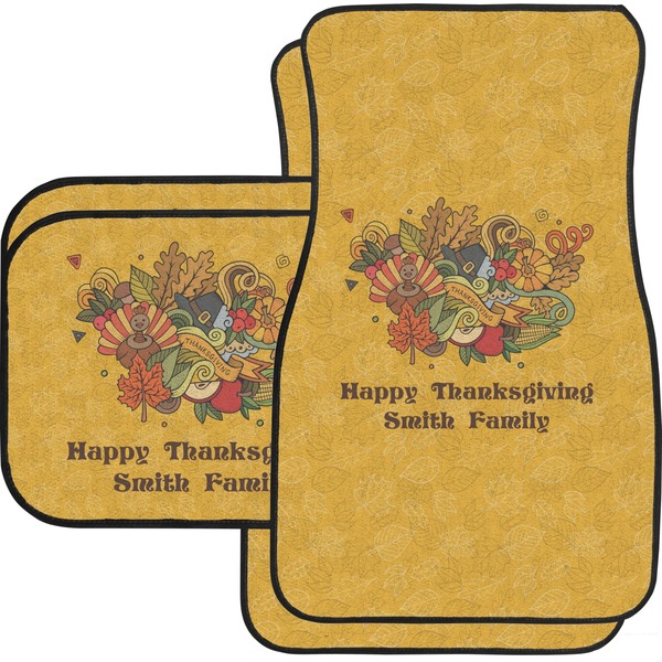Custom Happy Thanksgiving Car Floor Mats Set - 2 Front & 2 Back (Personalized)