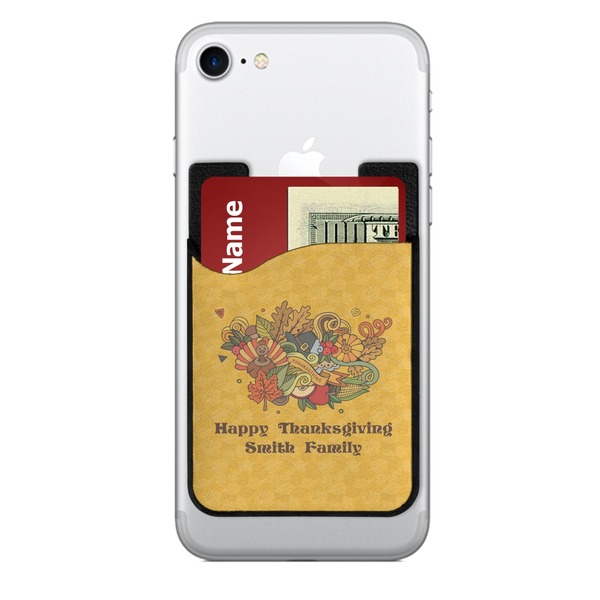 Custom Happy Thanksgiving 2-in-1 Cell Phone Credit Card Holder & Screen Cleaner (Personalized)