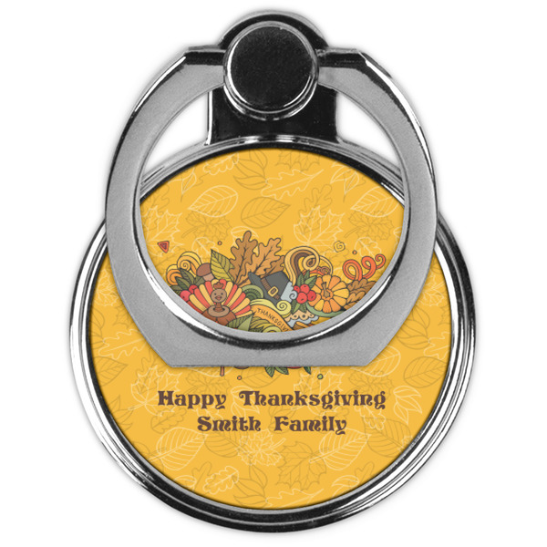 Happy Thanksgiving Cell Phone Ring Stand & Holder - Front (Collapsed)