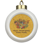 Happy Thanksgiving Ceramic Ball Ornament (Personalized)