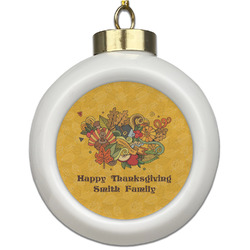 Happy Thanksgiving Ceramic Ball Ornament (Personalized)